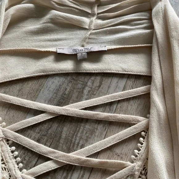 Miss Me Cream Drape Collar Cardigan- Size S - Picture 4 of 16